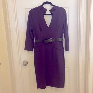 3/4 sleeve high back v neck dress